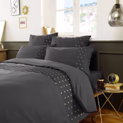 Altobuy 3663738808385 housse de couette Gris, Charbon de bois Coton 260 x 240 cm