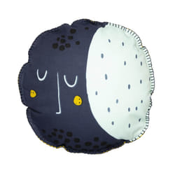 Altobuy - lunea - Coussin Déhoussable Ø40cm Motifs Lune et Soleil - Bleu