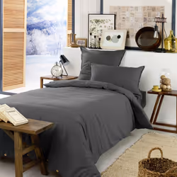 Hedda - Drap Housse 90x190cm Flanelle de Coton Coloris Orage - Gris