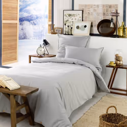 HEDDA - Drap Housse 90x190cm Flanelle de Coton Coloris Brume