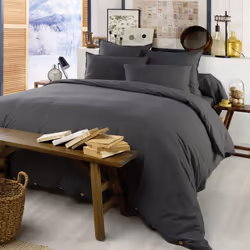 HEDDA - Drap Housse 140x190cm Flanelle de Coton Coloris Orage