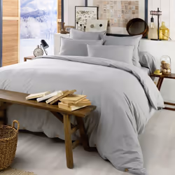 HEDDA - Drap Housse 140x190cm Flanelle de Coton Coloris Brume