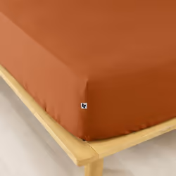 HEDDA - Drap Housse 140x190cm Flanelle de Coton Coloris Tomette