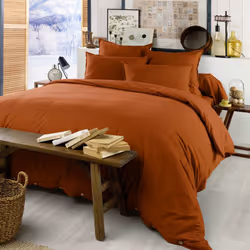 HEDDA - Drap Housse 140x190cm Flanelle de Coton Coloris Tomette