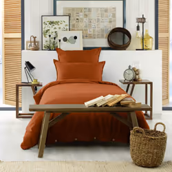 Hedda - Housse de Couette 140x200cm Flanelle de Coton Coloris Tomette - Marron foncé