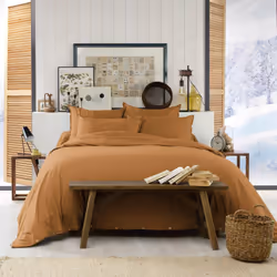 HEDDA - Taie d'Oreiller 50x70cm Flanelle de Coton Coloris Camel