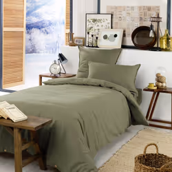 Hedda - Drap Housse 90x190cm Flanelle de Coton Coloris Romarin - Vert
