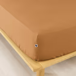 Hedda - Drap Housse 90x190cm Flanelle de Coton Coloris Camel - Marron