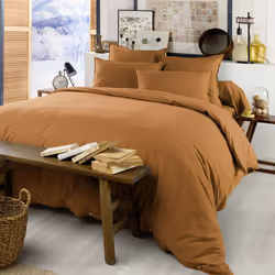HEDDA - Drap Housse 140x190cm Flanelle de Coton Coloris Camel