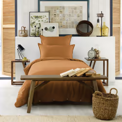 HEDDA - Housse de Couette 140x200cm Flanelle de Coton Coloris Camel