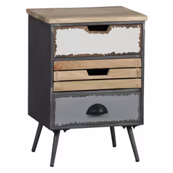 Altobuy 3663738821797, Table de chevet, Gris, 3 tiroir(s), Métal, 420 mm, 330 mm