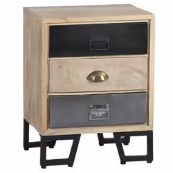 Altobuy 3663738821865, Table de chevet, Marron, 3 tiroir(s), Bois, 450 mm, 330 mm