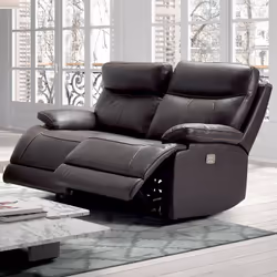 Cordoue - Canapé Relax Electrique 2 Places Cuir Marron - Marron foncé