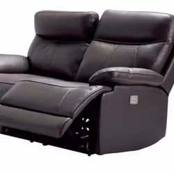 Cordoue - Canapé Relax Electrique 2 Places Cuir Marron - Marron foncé - Vue supplémentaire 4