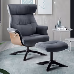 Altobuy - obanos - Fauteuil Inclinable + Repose-Pieds Gris Bleu