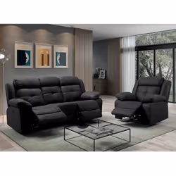 FABARES - Canapé Relax Electrique 3 Places Gris