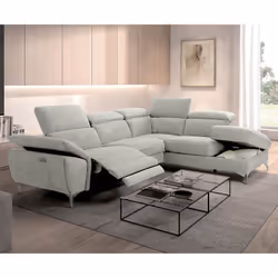 Toledo - Canapé d'Angle Droit 1 Relax Electrique Gris Clair - Gris - Vue supplémentaire 2