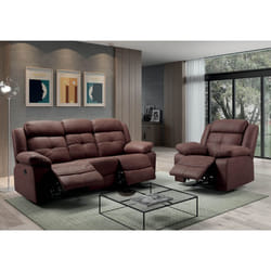 Fabares - Canapé 3 Places + Fauteuil Relax Electrique Chocolat - Marron foncé