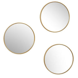 Lot de 3 Miroirs Doré Ø26cm - Miroirs Ronds avec Cadre Doré pour Décoration Murale