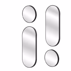 Ensemble de 4 Miroirs Déco Ronds et Ovale Noir