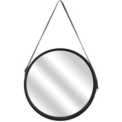 Miroir Rond avec Anse PU Noir Ø40 cm