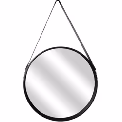 Miroir Rond avec Anse PU Noir Ø50 cm