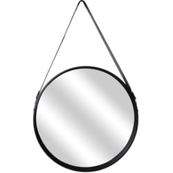 Miroir Rond avec Anse PU Noir Ø50 cm