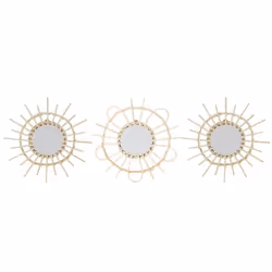 Lot de 3 Miroirs Ronds en Rotin Ø28 cm