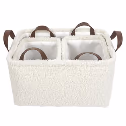 Ensemble de 3 Paniers Rangement Blanc Bouclette