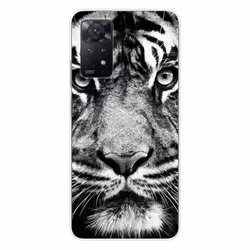 Coque en silicone - Compatible Xiaomi Redmi Note 11 Pro Plus 5G - design tigre blanc et noir