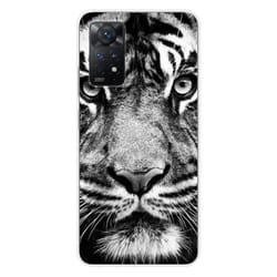 Coque en silicone - Compatible Xiaomi Redmi Note 11 Pro Plus 5G - design tigre blanc et noir