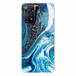 Coque en silicone - Compatible Xiaomi Redmi Note 11 Pro Plus 5G - design marbre bleu paillete