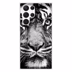 Coque en silicone - Compatible Samsung Galaxy S23 Ultra - design tigre blanc et noir