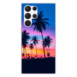 Coque en silicone - Compatible Samsung Galaxy S23 Ultra - design palmiers colores
