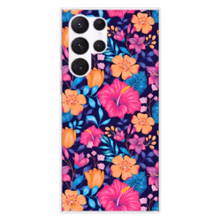 Coque Silicone Imprimée - 1001 Coques - Samsung Galaxy S23 Ultra - Fleurs Exotiques - Souple - Transparent