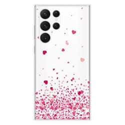 Coque en silicone - Compatible Samsung Galaxy S23 Ultra - design confettis de coeurs rose