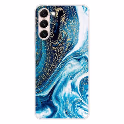 Coque en silicone - Compatible Samsung Galaxy S23 Plus - design marbre bleu paillete
