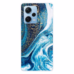 Coque en silicone - Compatible Xiaomi Redmi Note 12 Pro Plus - design marbre bleu paillete