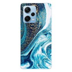 Coque en silicone - Compatible Xiaomi Redmi Note 12 Pro Plus - design marbre bleu paillete