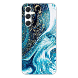 Coque en silicone - Compatible Samsung Galaxy A54 5G - design marbre bleu paillete