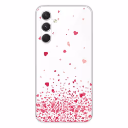 Coque en silicone - Compatible Samsung Galaxy A54 5G - design confettis de coeurs rose