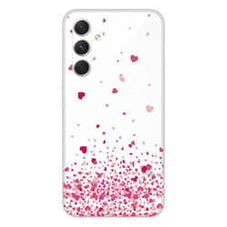 Coque en silicone - Compatible Samsung Galaxy A54 5G - design confettis de coeurs rose