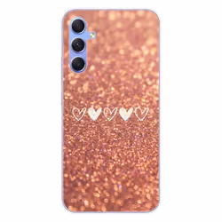 Coque en silicone - Compatible Samsung Galaxy A34 5G - design paillettes coeur