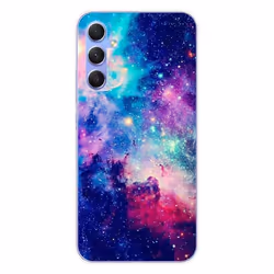 Coque en silicone - Compatible Samsung Galaxy A34 5G - design galaxie bleue