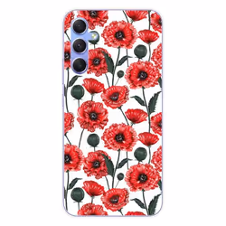 Coque en silicone - Compatible Samsung Galaxy A34 5G - design fleurs de pavot