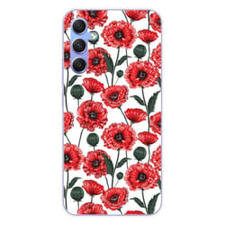 Coque en silicone - Compatible Samsung Galaxy A34 5G - design fleurs de pavot