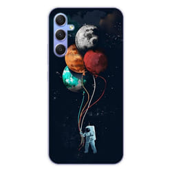 Coque en silicone - Compatible Samsung Galaxy A34 5G - design cosmonaute aux ballons