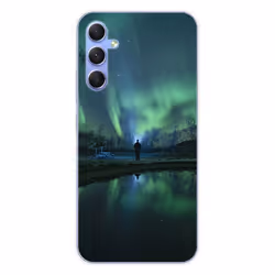 Coque en silicone - Compatible Samsung Galaxy A34 5G - design aurores boreales