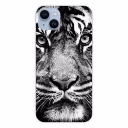 Coque en silicone - Compatible Apple iPhone 15 Plus - design tigre blanc et noir