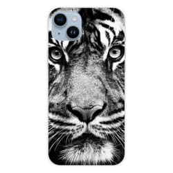 Coque en silicone - Compatible Apple iPhone 15 Plus - design tigre blanc et noir